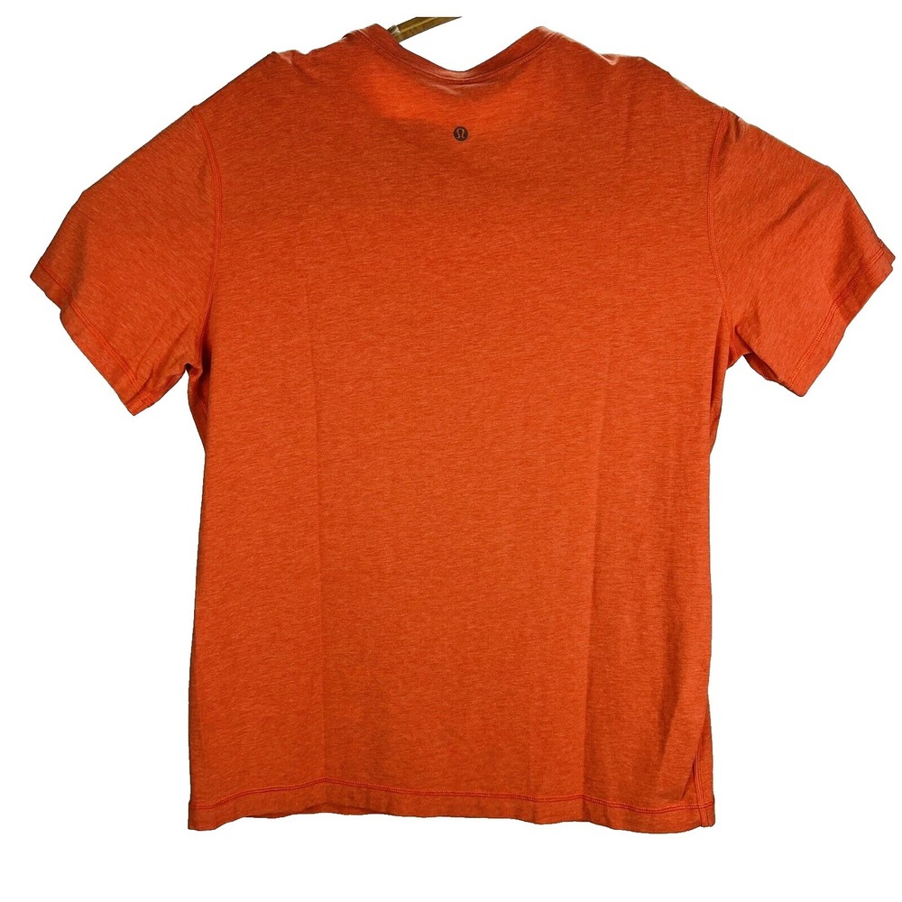 Lululemon The Fundamental Orange V Neck Cotton Lyocell Spandex T-Shirt Mens XL - Picture 2 of 5